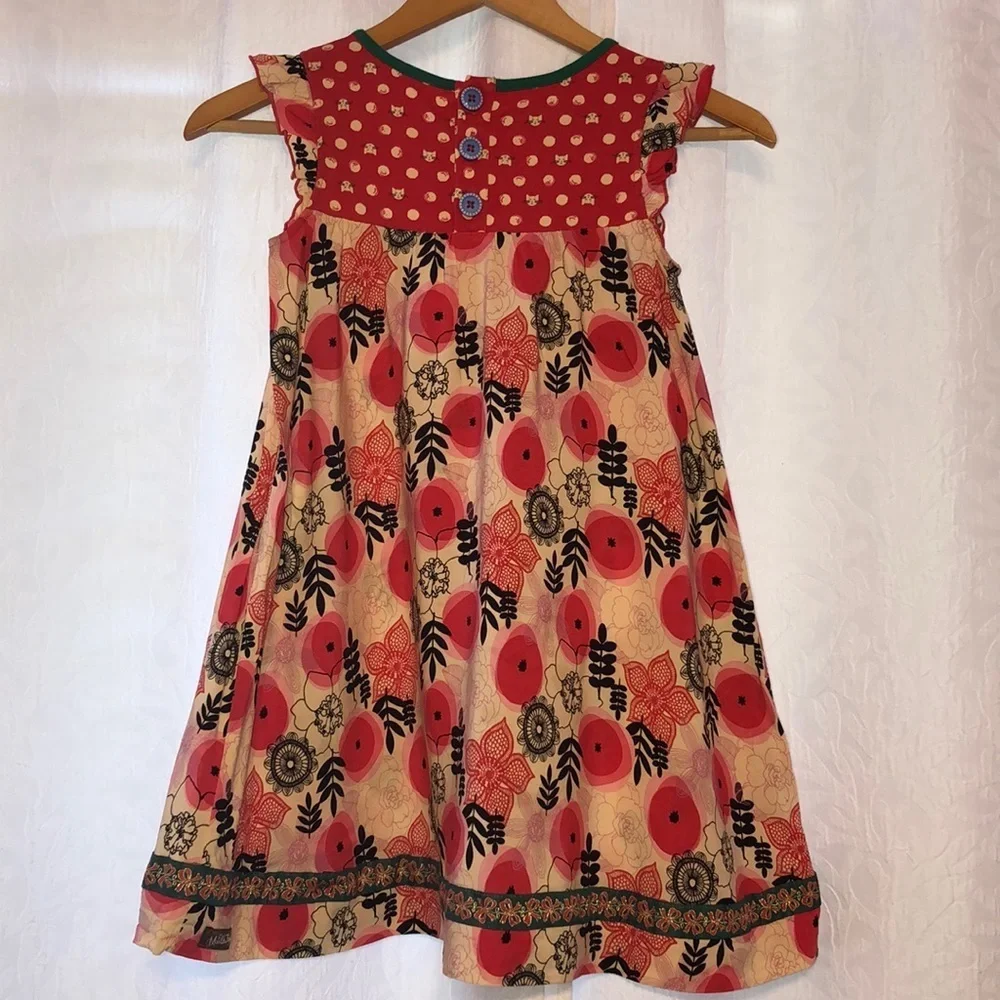 🌺Matilda Jane flower red & green dress Size 8 GUC